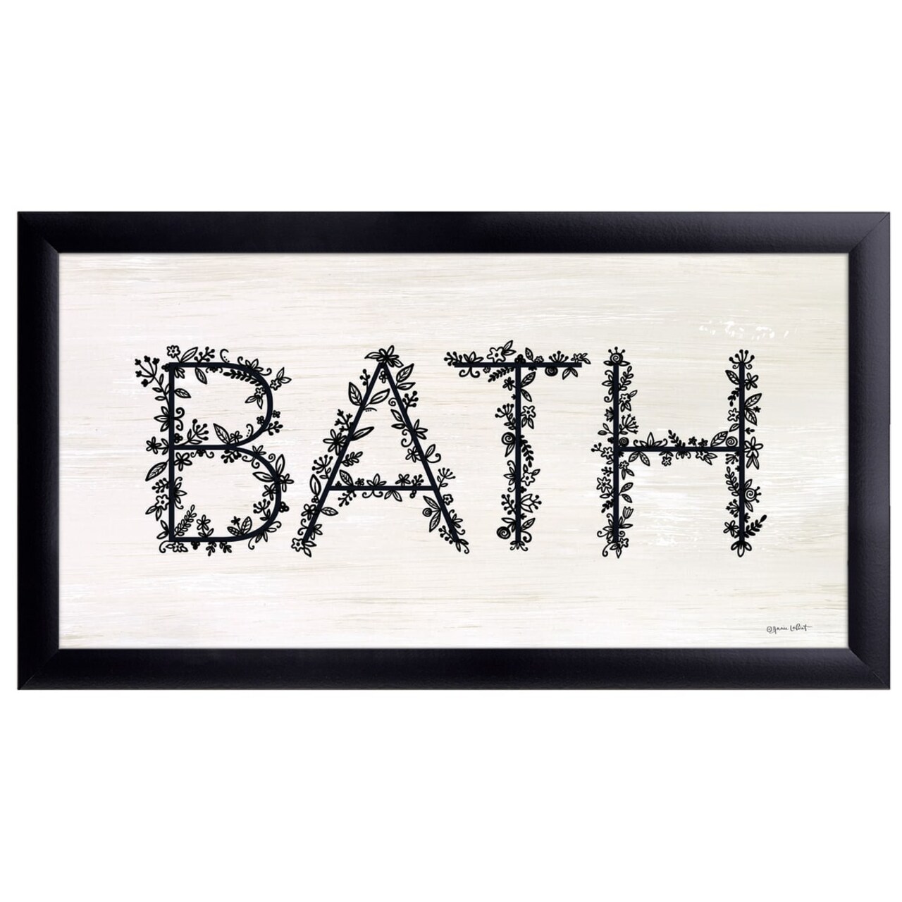 9" x 18" Bath Sign Framed Wall Art, Contemporary Home Décor for Bath and Bathroom, Glass Facing and Hanging Hardware Included